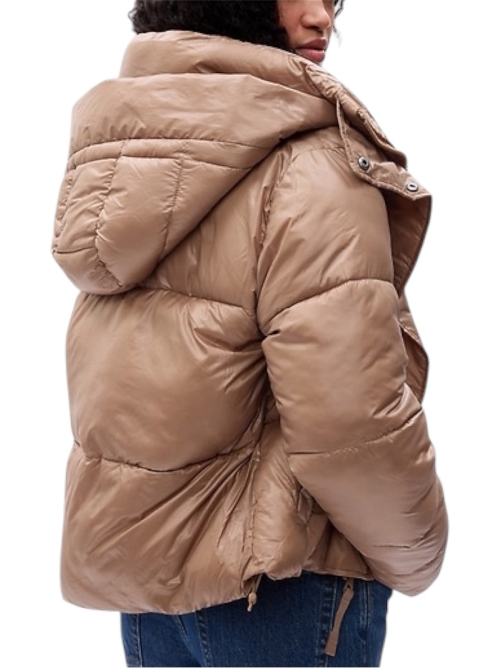 GAP Big Puff Cropped Puffer Jacket Camel Brown MP Petite EUC